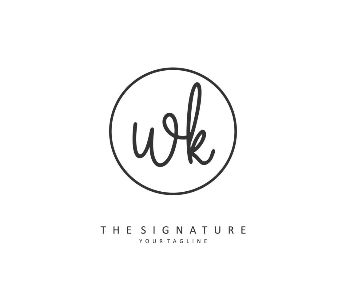 w K sett iniziale lettera grafia e firma logo. un' concetto grafia iniziale logo con modello elemento. vettore