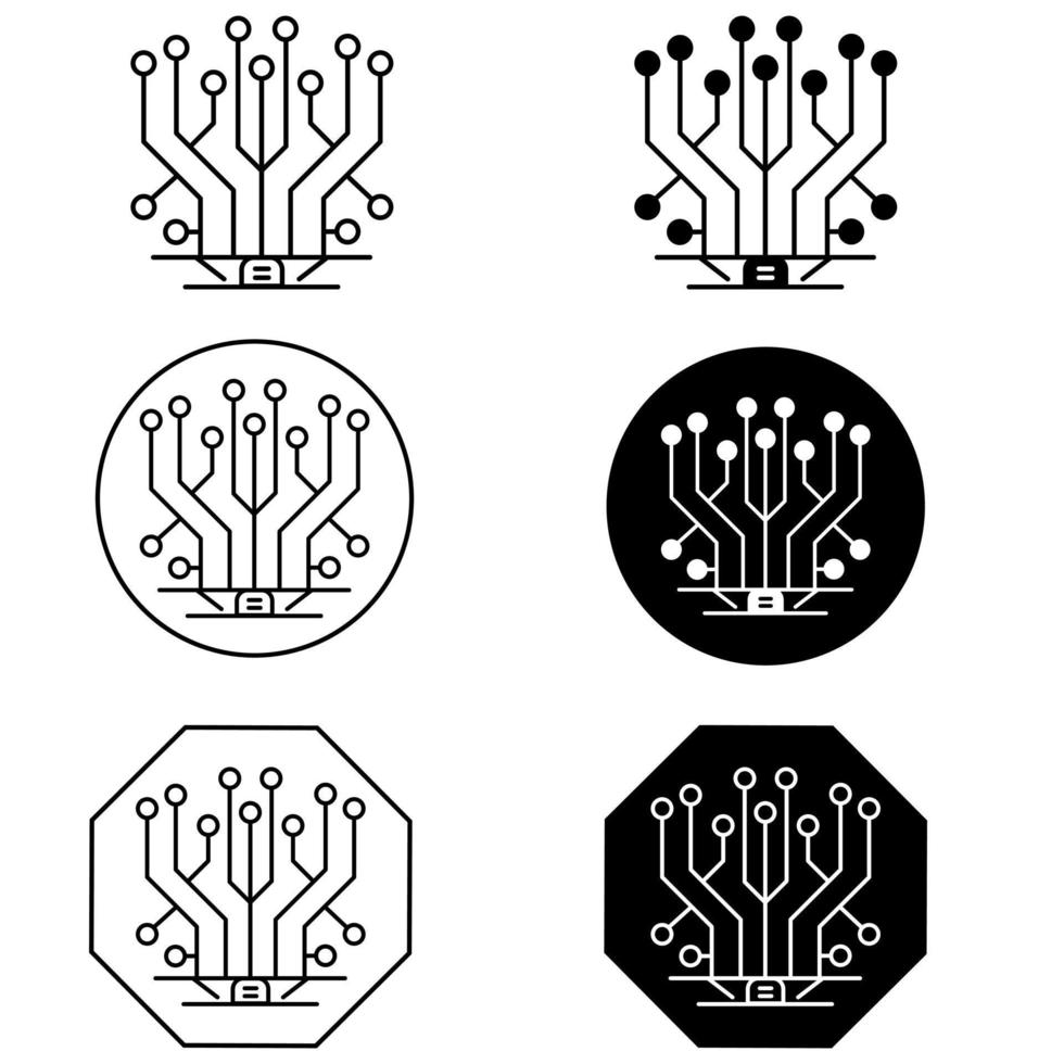 circuito icona vettore impostare. automazione illustrazione cartello collezione. robotica cartello. simbolo di chip o logo.