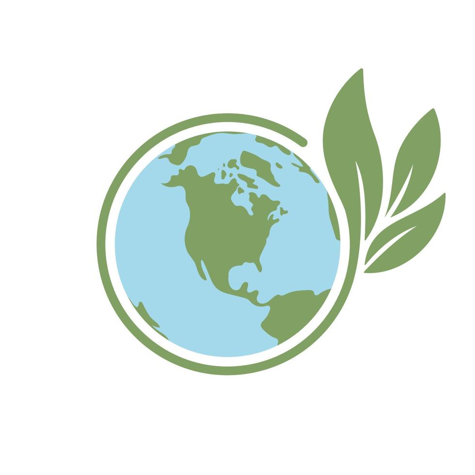 Salva terra. globale ecologia icona. pianeta con verde pianta le foglie in crescita illustrazione. vettore