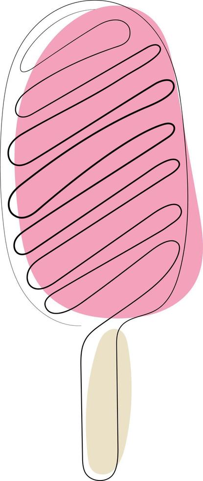un' rosa e bianca ghiaccio crema bastone disegno di uno continuo linea isolato vettore