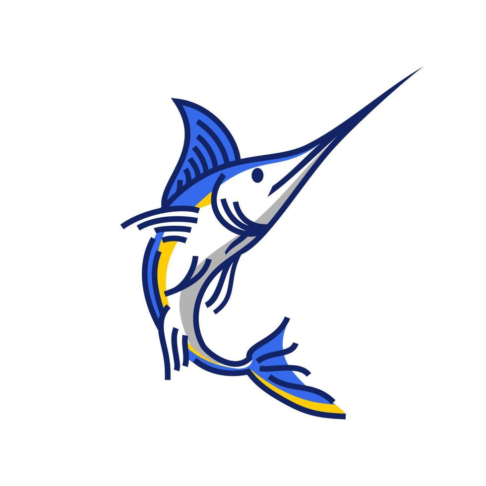 blu Marlin logo. fresco e unico moderno blu Marlin logo modello. grande per uso come il tuo al largo pesca attività evento logo. vettore