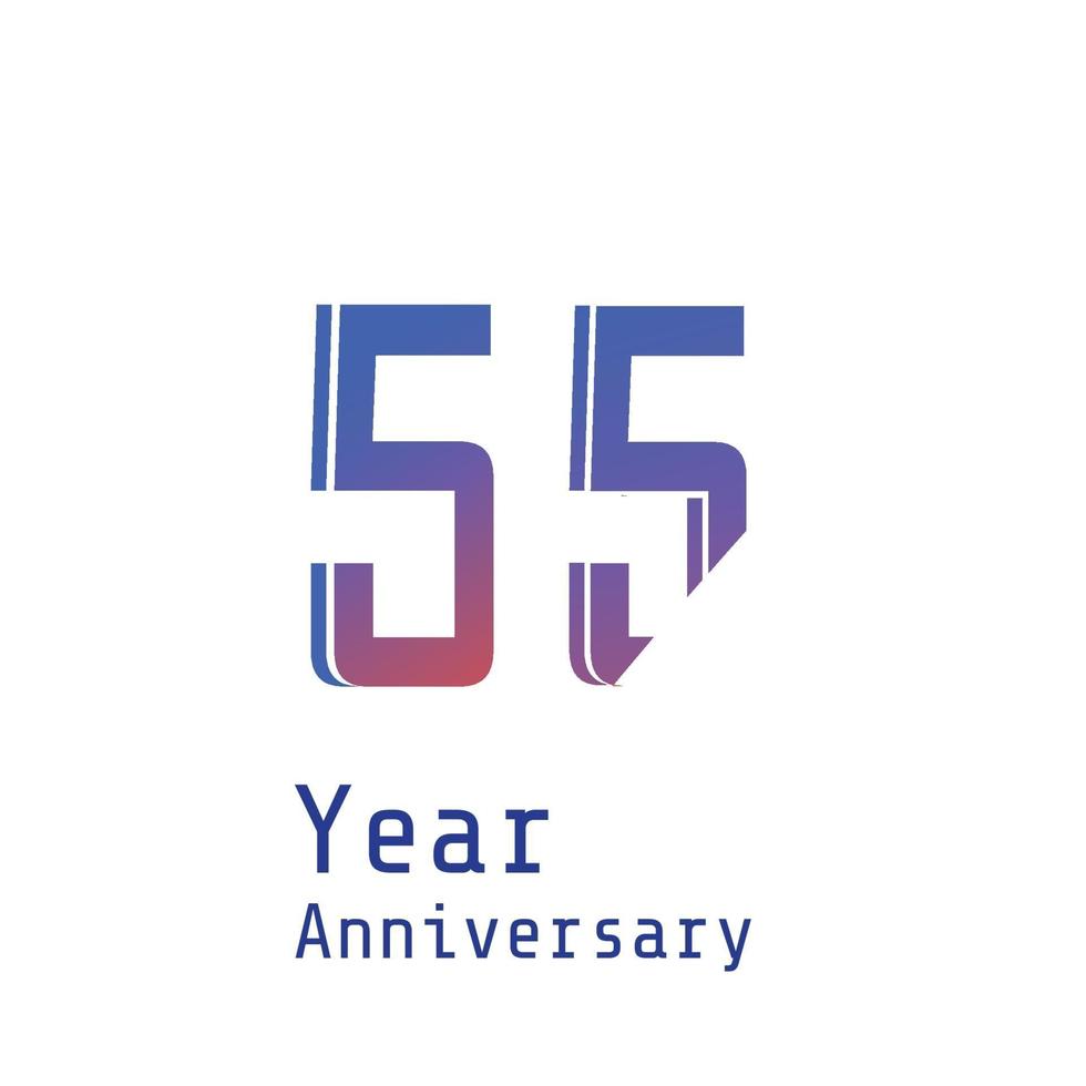 Illustrazione di progettazione del modello di vettore di colore blu di celebrazione di anniversario di 55 anni