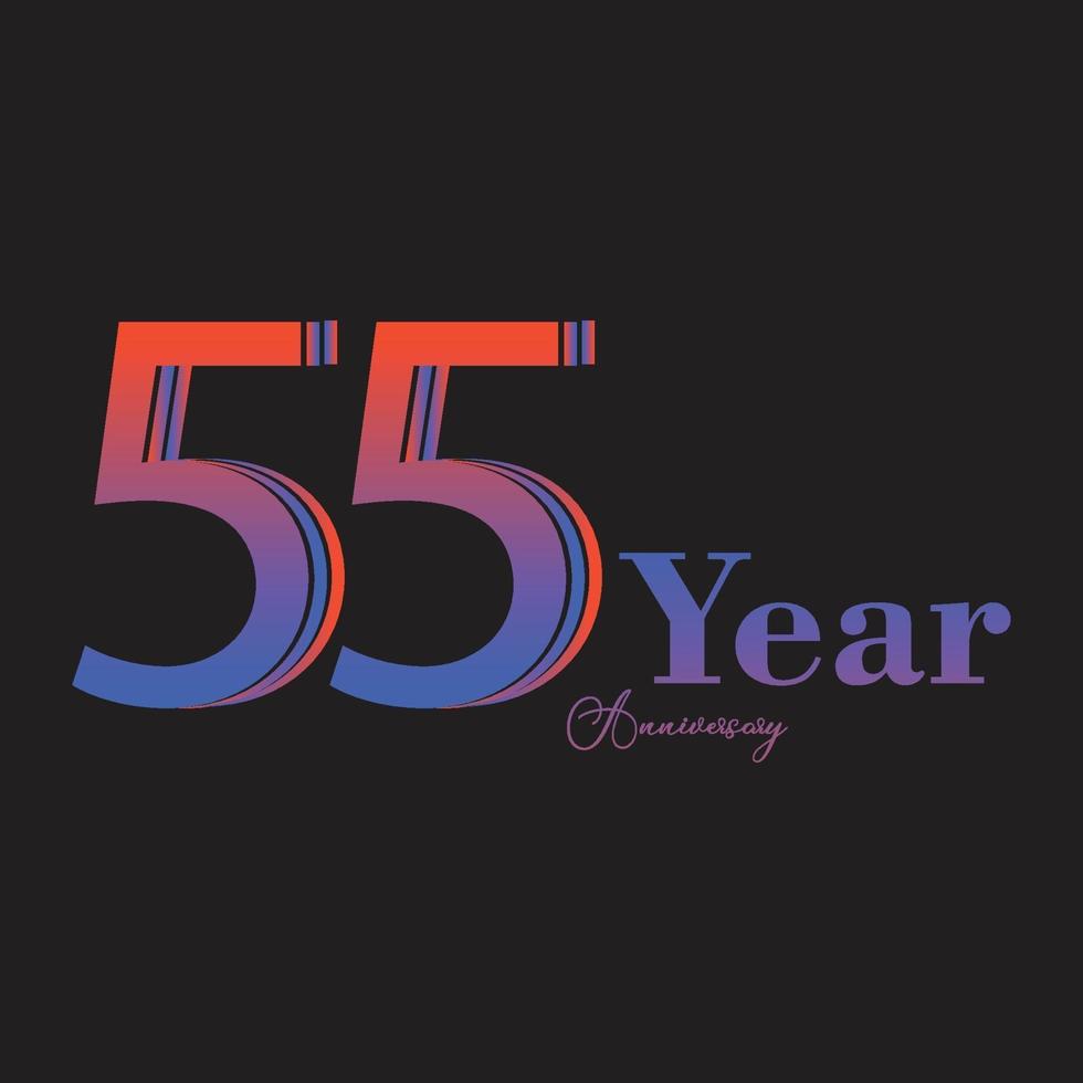 Illustrazione di progettazione del modello di vettore di colore dell'arcobaleno di celebrazione di anniversario di 55 anni