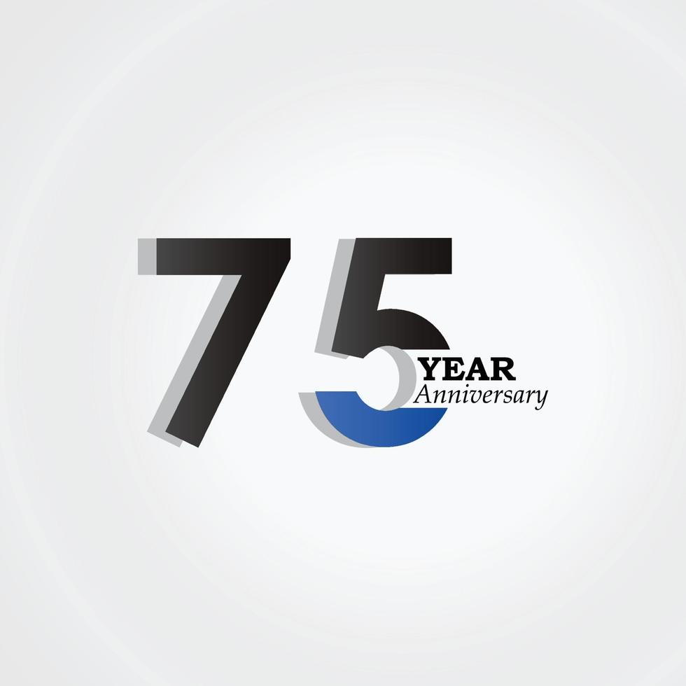 Illustrazione di progettazione del modello di vettore di colore blu di celebrazione di anniversario di 75 anni