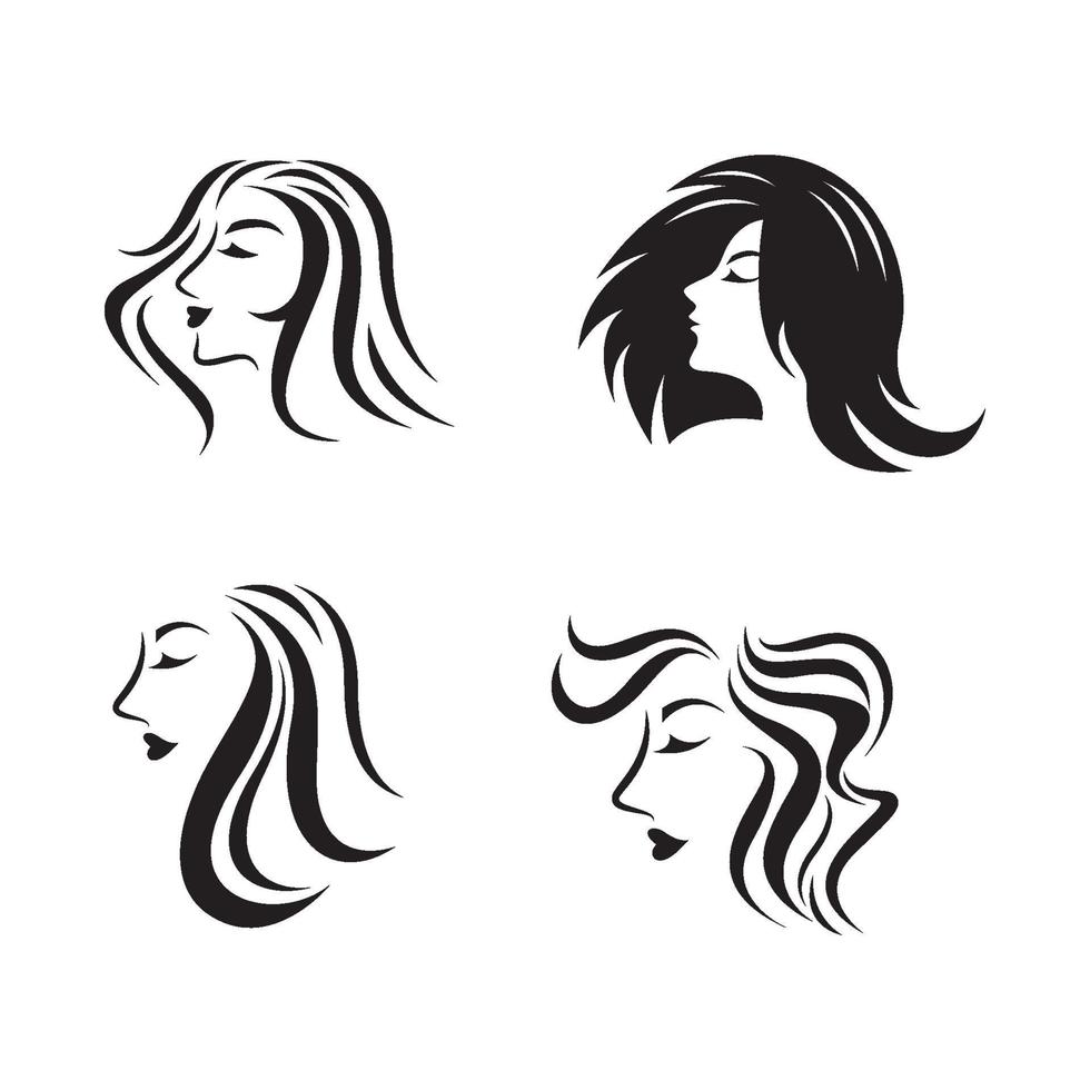 logo del salone e dei capelli di bellezza vettore