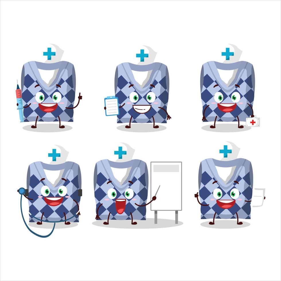 medico professione emoticon con blu scuola veste cartone animato personaggio vettore