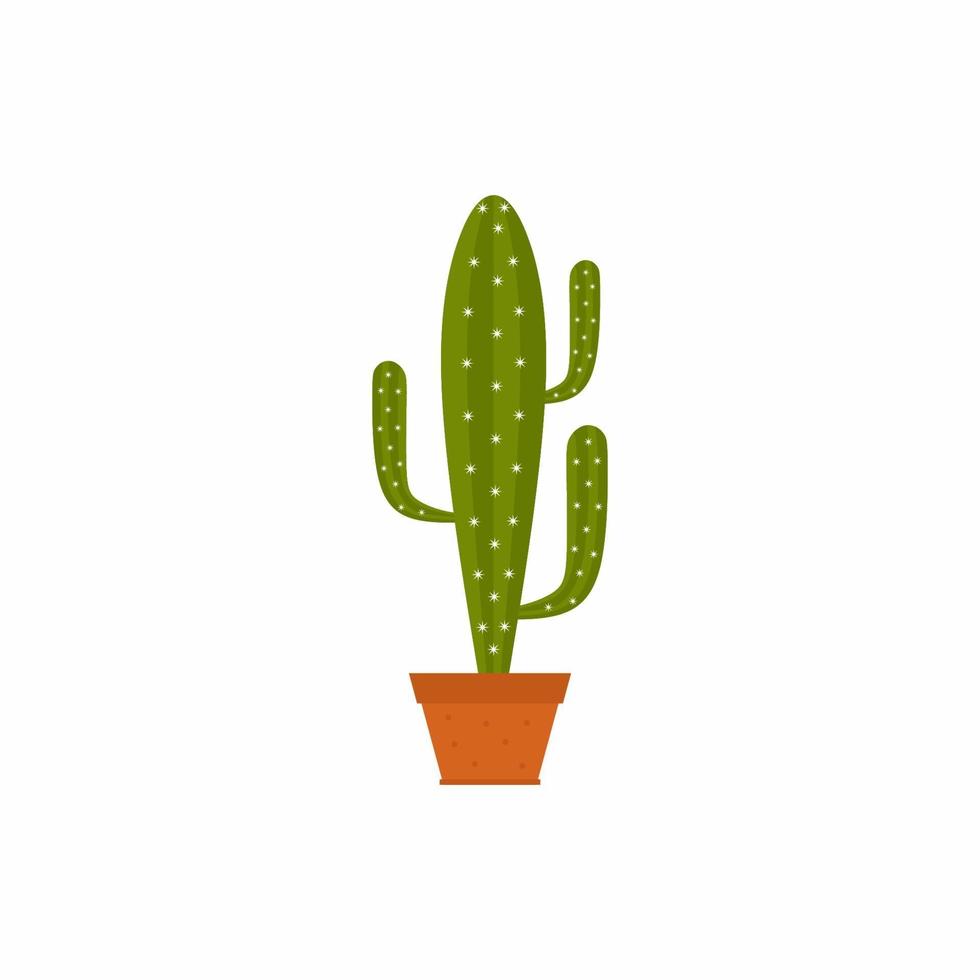 cactus in vasi isolati su sfondo bianco. cactus con vasi di terracotta per la decorazione di interni in stile cartone animato. concetto di pianta d'appartamento naturale. illustrazioni vettoriali piatte, icone e interni di design.