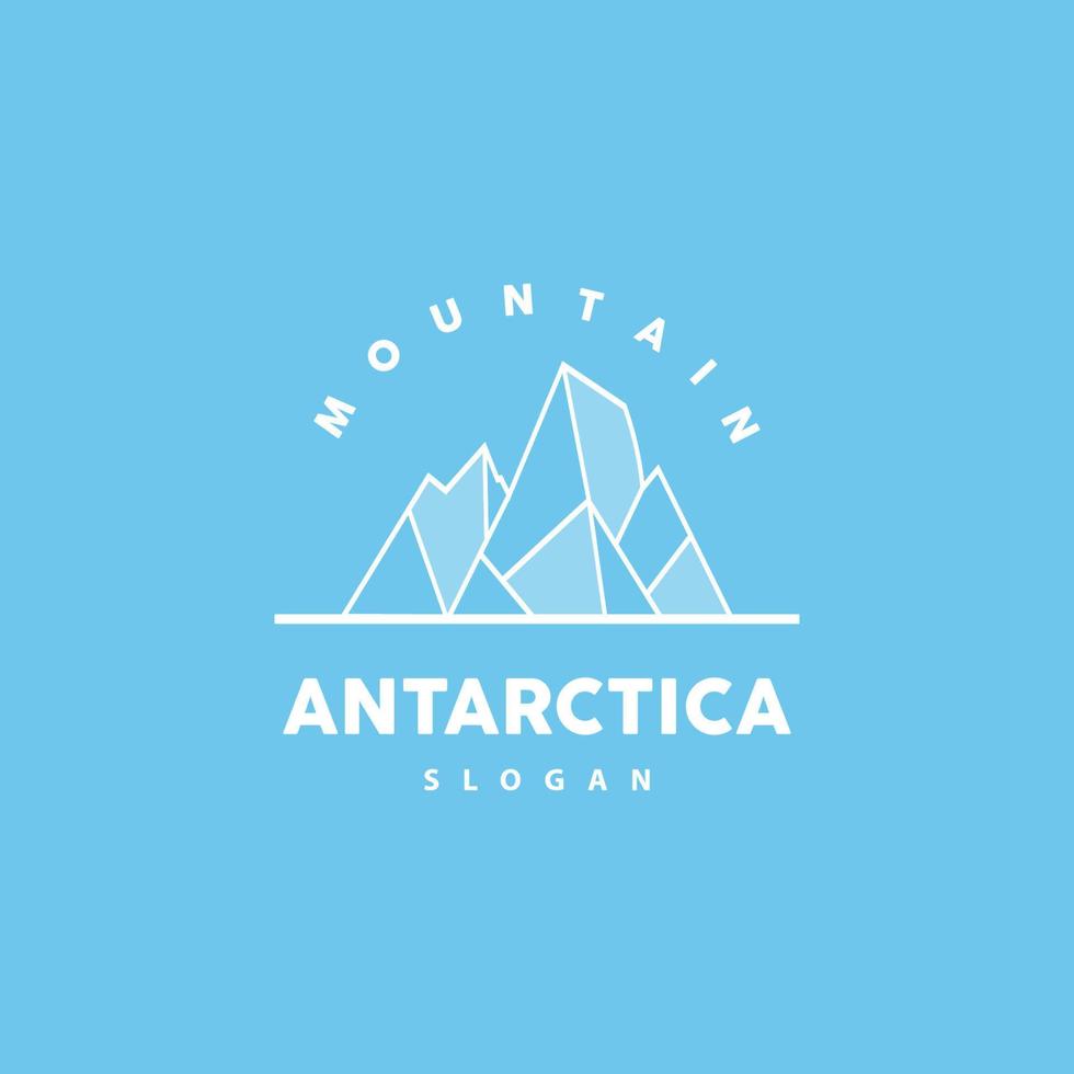 iceberg logo, antartico montagne vettore nel ghiaccio blu colore, natura disegno, Prodotto marca illustrazione modello icona