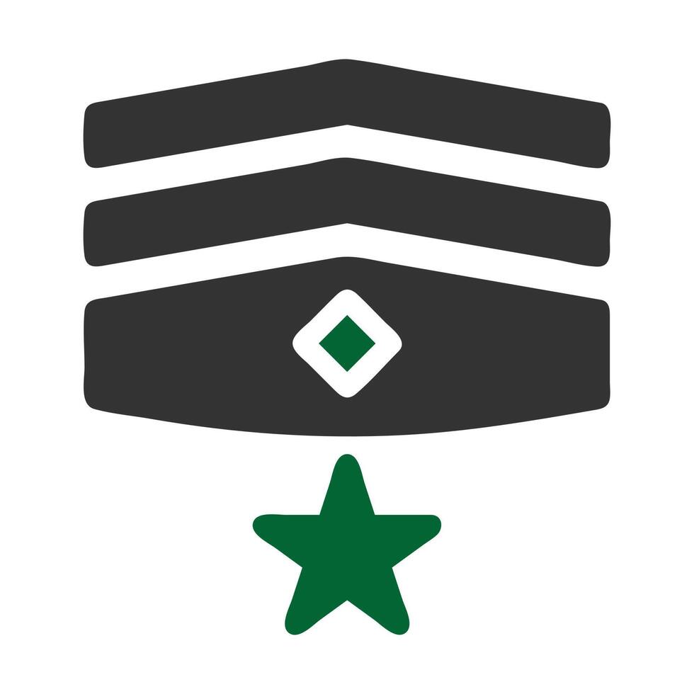 distintivo icona solido grigio verde colore militare simbolo Perfetto. vettore