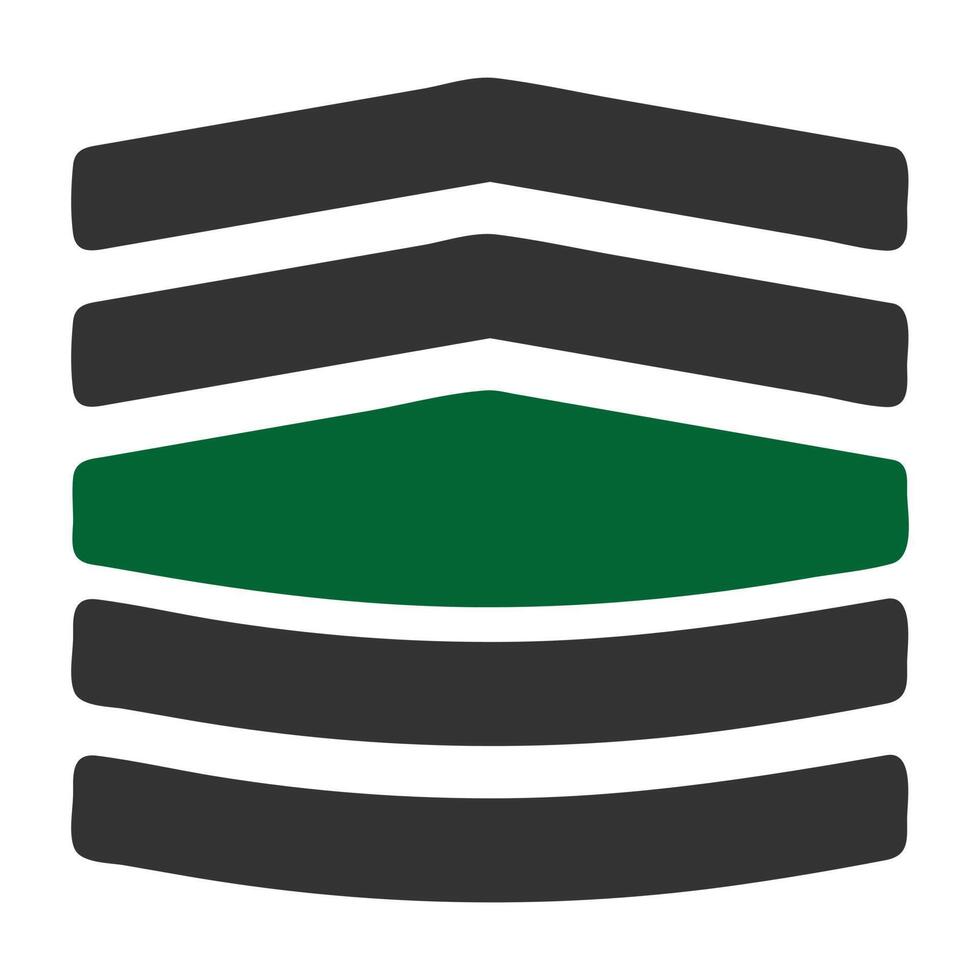 distintivo icona solido grigio verde colore militare simbolo Perfetto. vettore