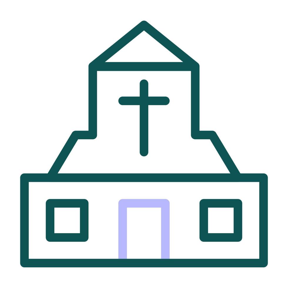 Cattedrale icona duocolor verde viola colore Pasqua simbolo illustrazione. vettore