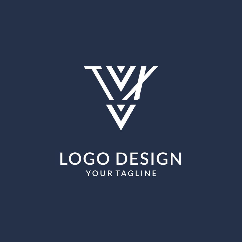 tx triangolo monogramma logo design idee, creativo iniziale lettera logo con triangolare forma logo vettore