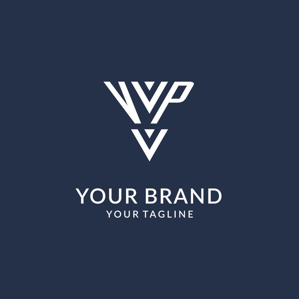 vp triangolo monogramma logo design idee, creativo iniziale lettera logo con triangolare forma logo vettore