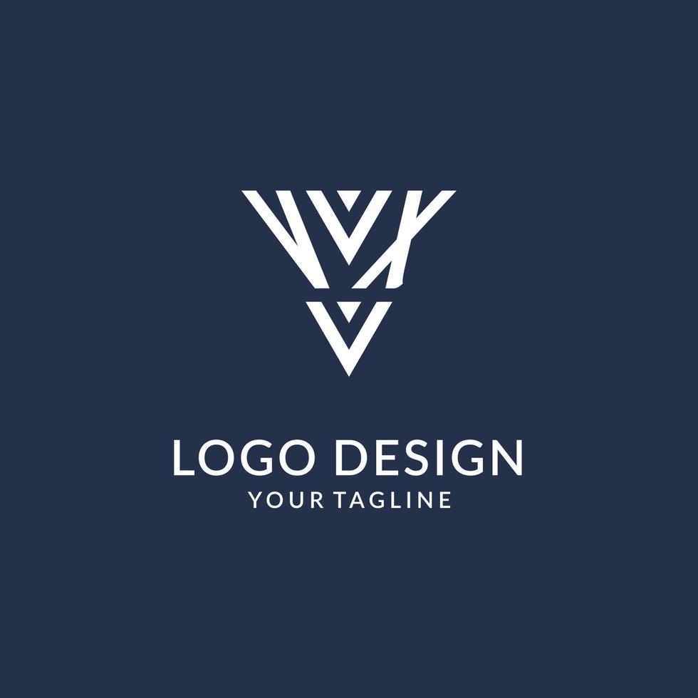 vx triangolo monogramma logo design idee, creativo iniziale lettera logo con triangolare forma logo vettore
