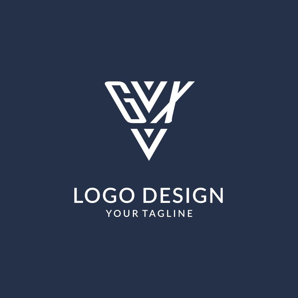 gx triangolo monogramma logo design idee, creativo iniziale lettera logo con triangolare forma logo vettore