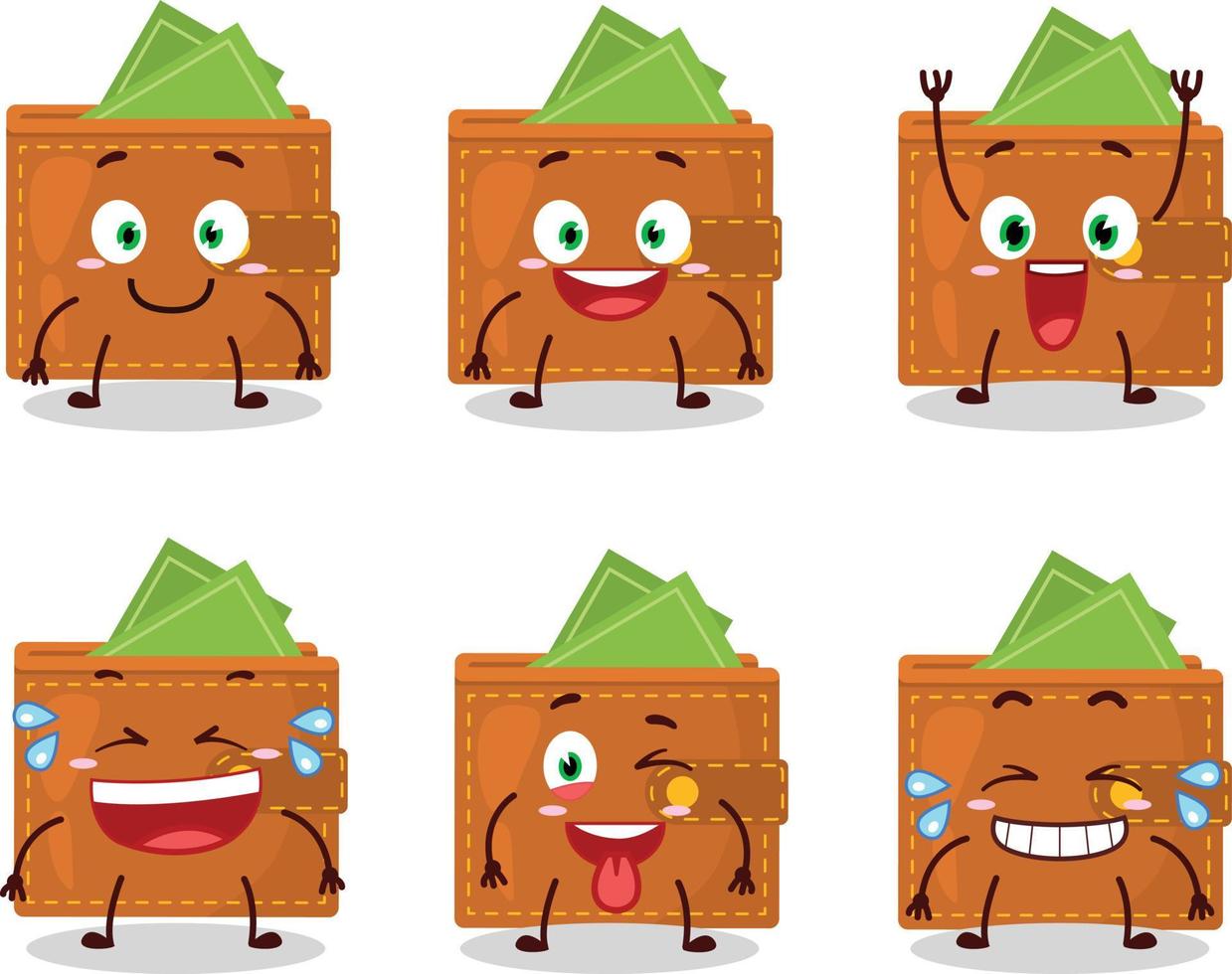cartone animato personaggio di portafoglio con Sorridi espressione vettore