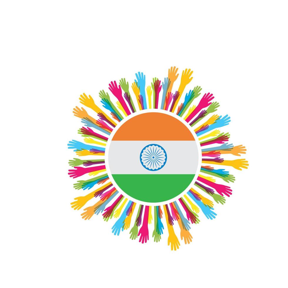 mano con indiano bandiera vettore icona illustrazione