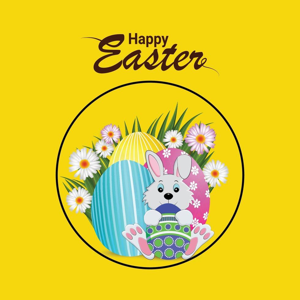 felice giorno di Pasqua celebrazione illustrazione vettoriale con coniglietto colorato