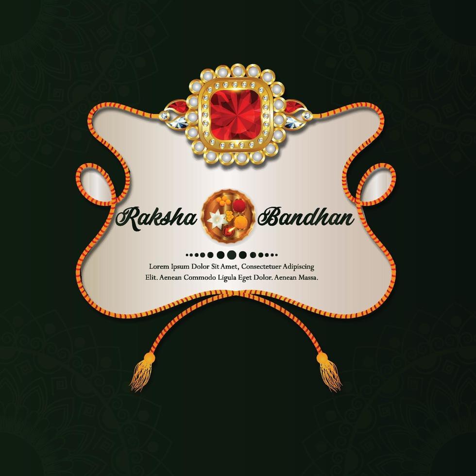 felice rakhi rakhi decorativo con oro e cristallo con doni vettore