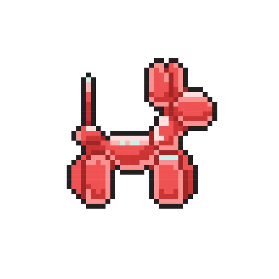 Palloncino con cucciolo forma nel pixel arte stile vettore