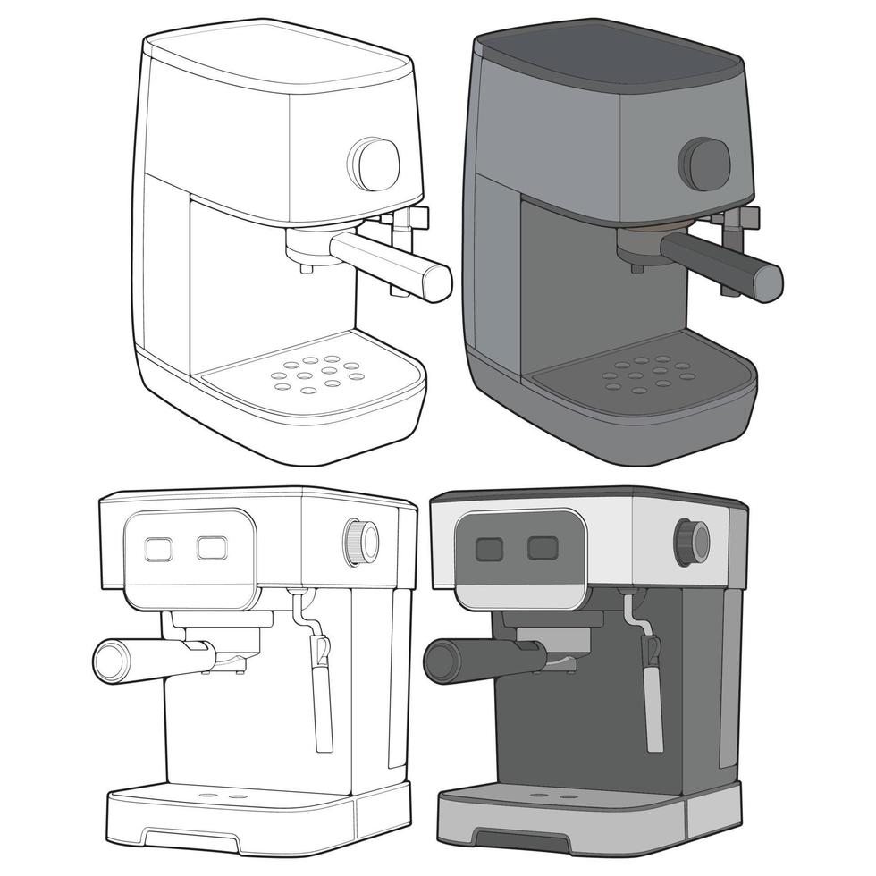 impostato di caffè creatore mano disegno vettore, caffè creatore disegnato nel un' schizzo stile, caffè creatore pratica modello schema, vettore illustrazione.