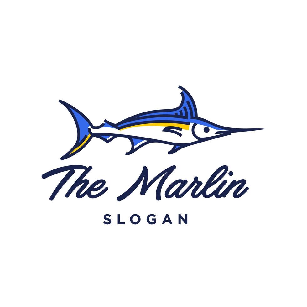 blu Marlin logo. fresco e unico moderno blu Marlin logo modello. grande per uso come il tuo al largo pesca attività evento logo. vettore