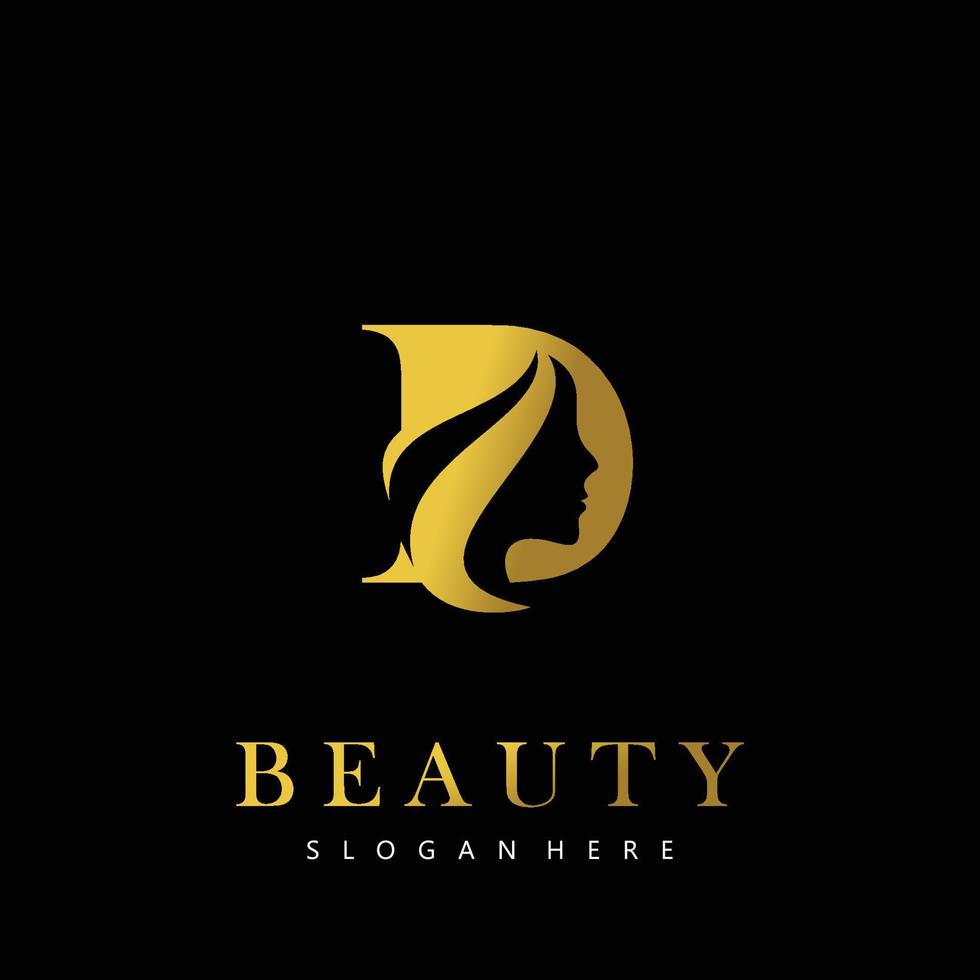 lettera d eleganza lusso bellezza oro colore Da donna moda logo vettore