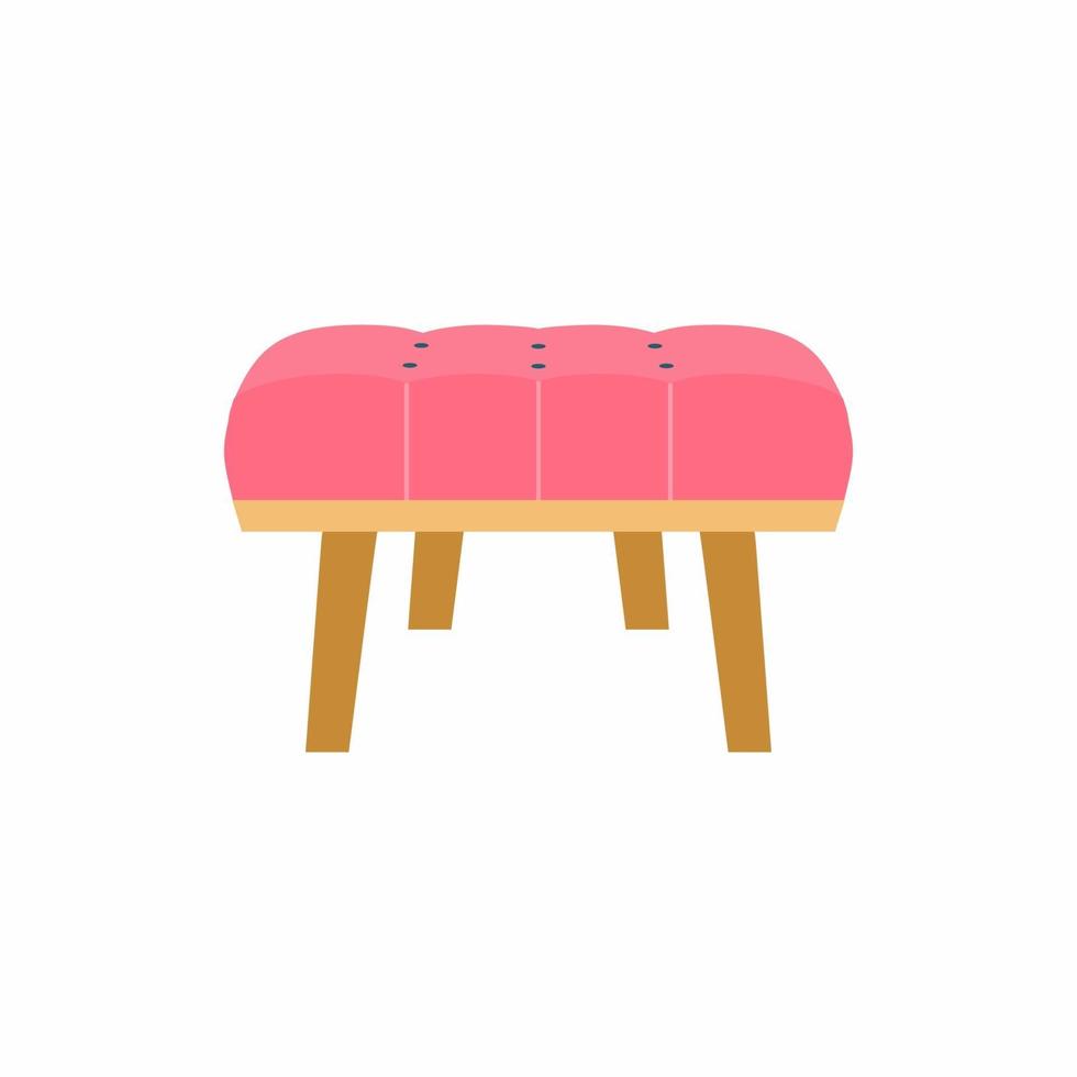 sedia da donna in camera da letto. divano rosa accogliente, solitamente utilizzato per la toeletta. soggiorno di mobili moderni. elemento di design del servizio di bellezza professionale. illustrazione vettoriale di stile cartone animato piatto.