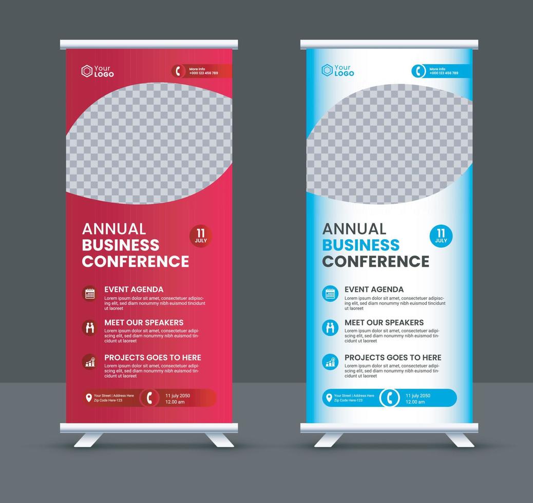 business roll up banner modello di progettazione vettore