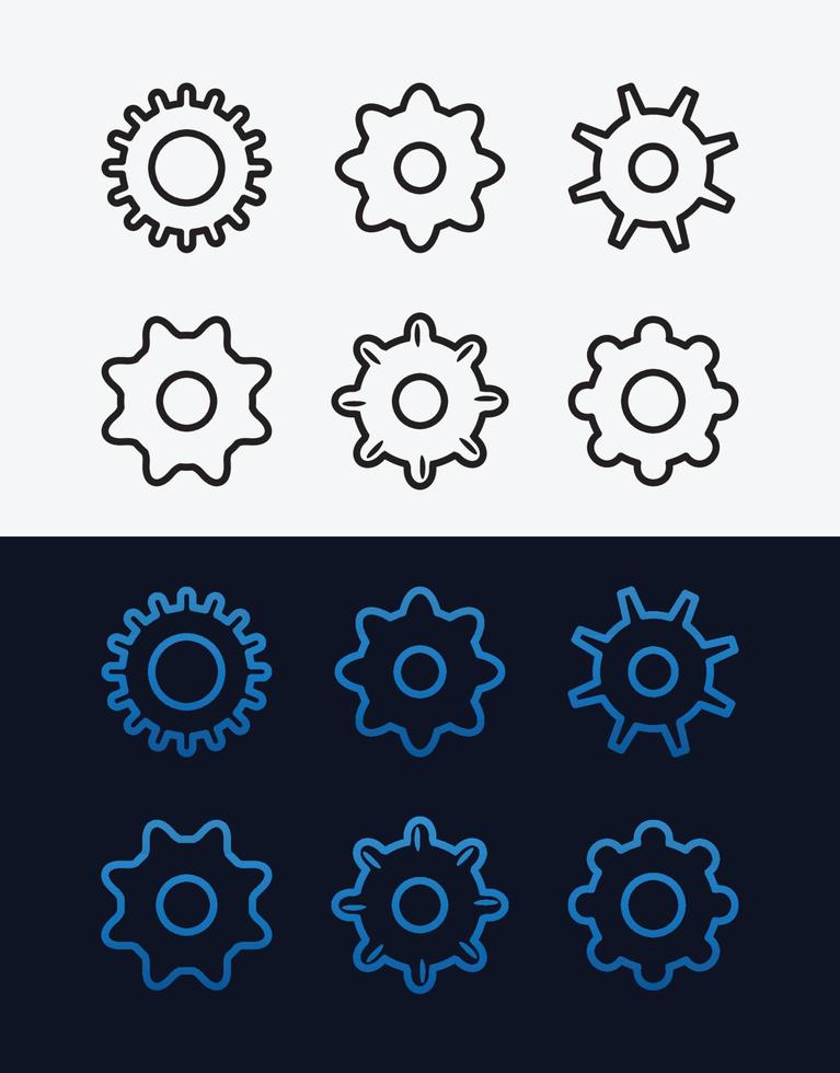 ingranaggio ruote e ingranaggi silhouette vettore