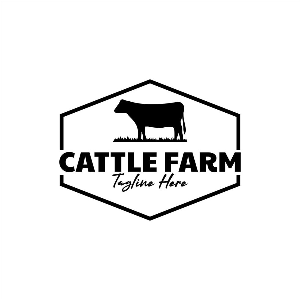 vettore Vintage ▾ bestiame animale azienda agricola logo design concetto illustrazione idea