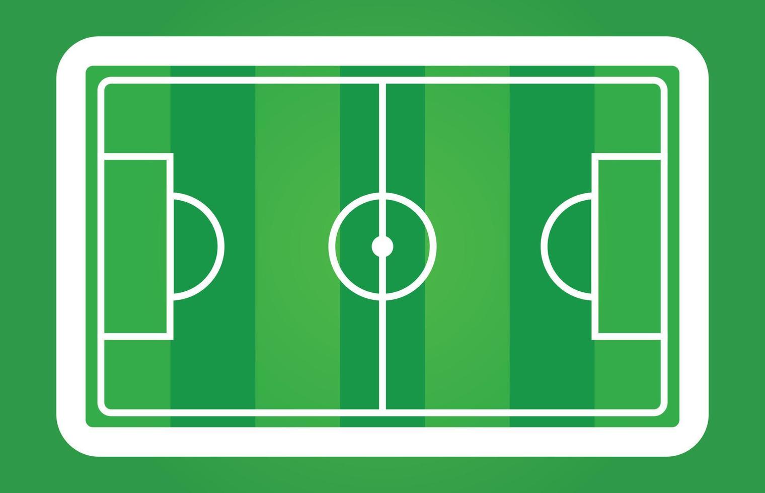 illustrazione vettoriale di un campo da calcio verde spogliato in stile cartone animato piatto