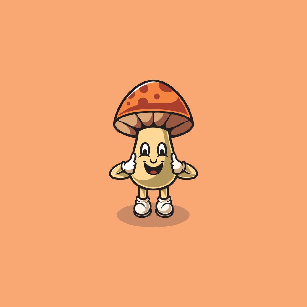 carino fungo sorridente icona cartone animato illustrazione vettore
