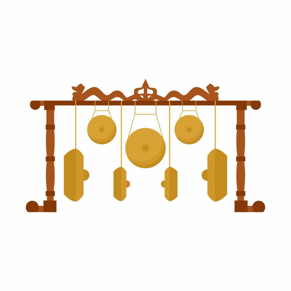 icona del vettore di kempul, uno strumento tradizionale giavanese. questo è un tipo di gong sospeso usato nel gamelan indonesiano. strumento a percussione tradizionale isolato su sfondo bianco.