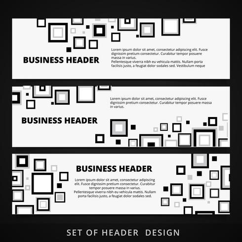 raccolta di intestazione in bianco e nero con sqaures vettore