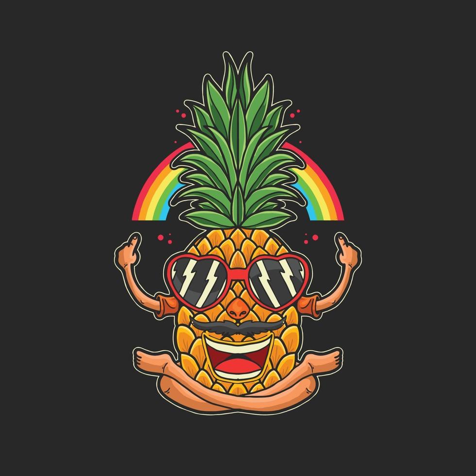 felice illustrazione di frutta tropicale estate ananas vettore