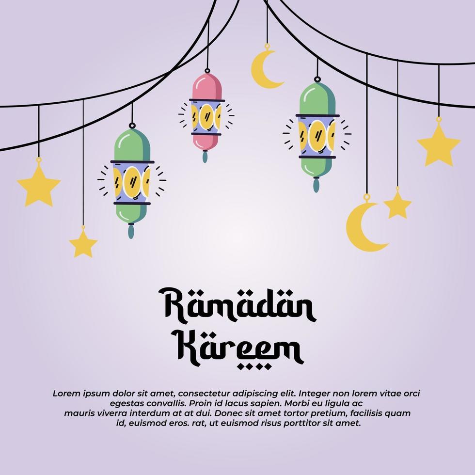 Ramadan Kareem banner design minimalista disegno della moschea vettore