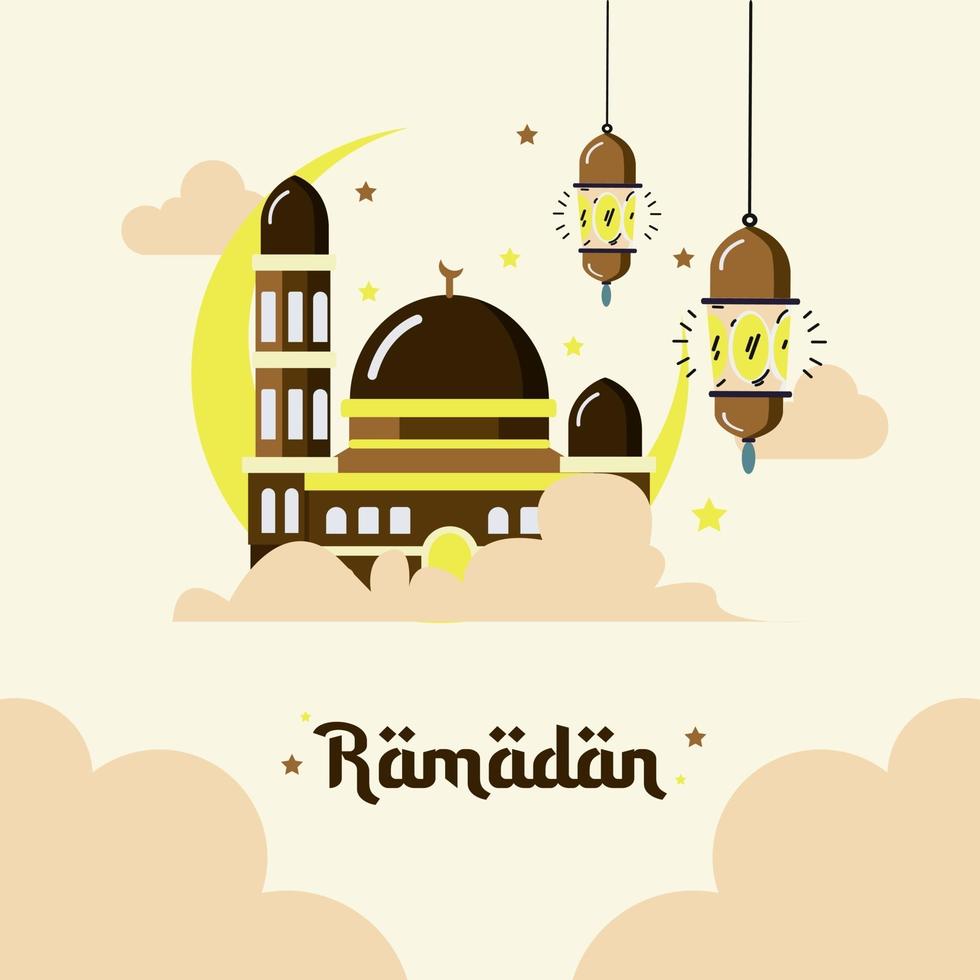 set di distintivi del ramadan con moschee e ornamenti vettore