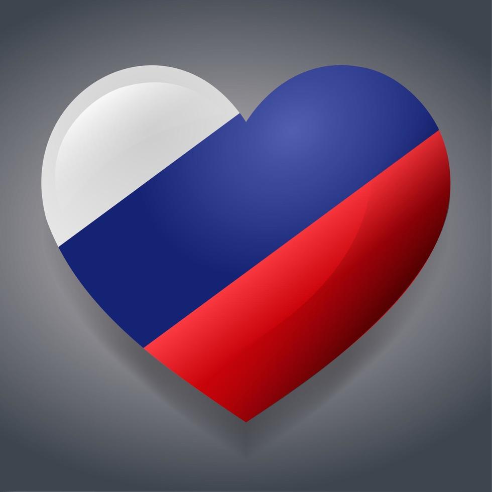 cuore con illustrazione simbolo bandiera russia vettore