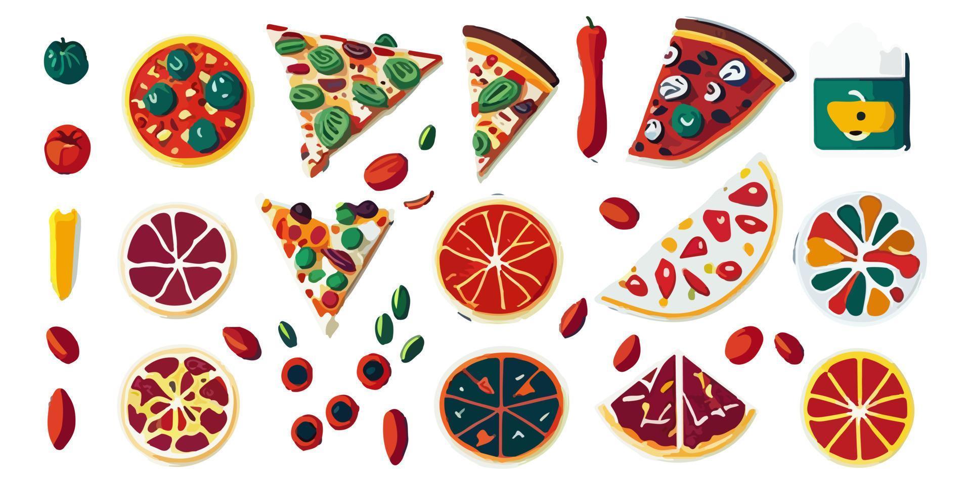 delizioso peperoni Pizza nel un' cartone animato stile piatto vettore illustrazione