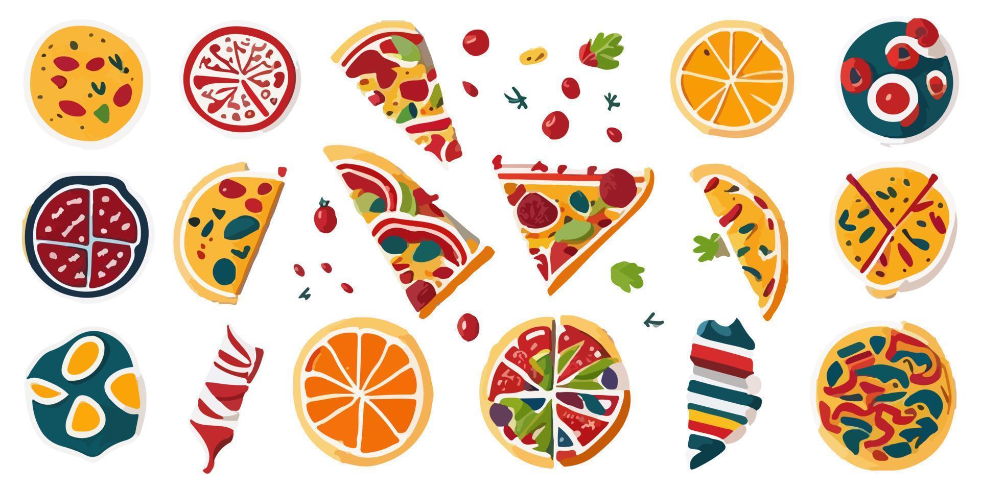Inserisci alcuni Spezia per il tuo design con queste colorato piatto vettore Pizza grafica