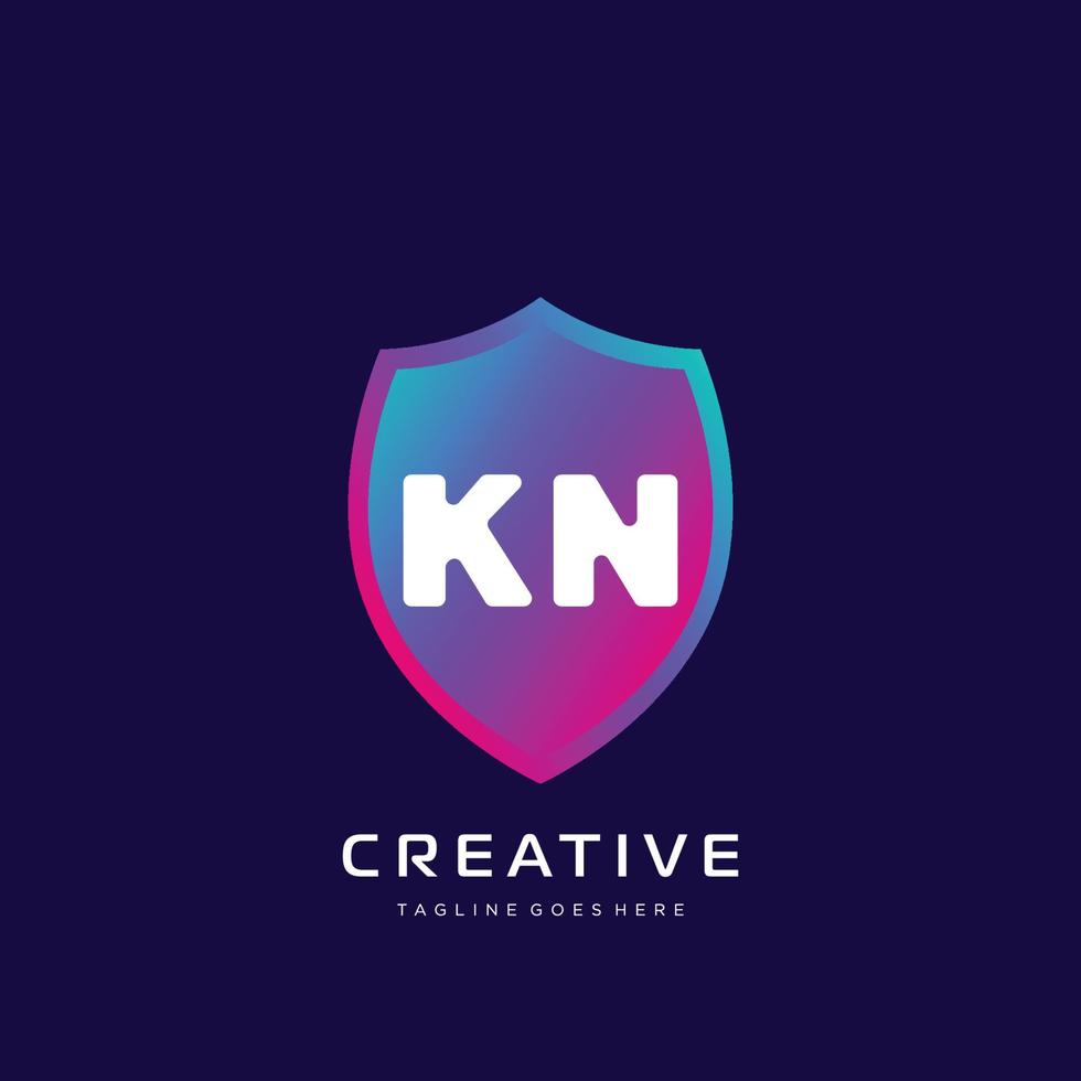 kn iniziale logo con colorato modello vettore. vettore