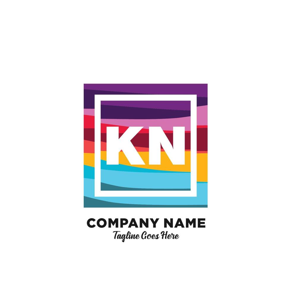 kn iniziale logo con colorato modello vettore