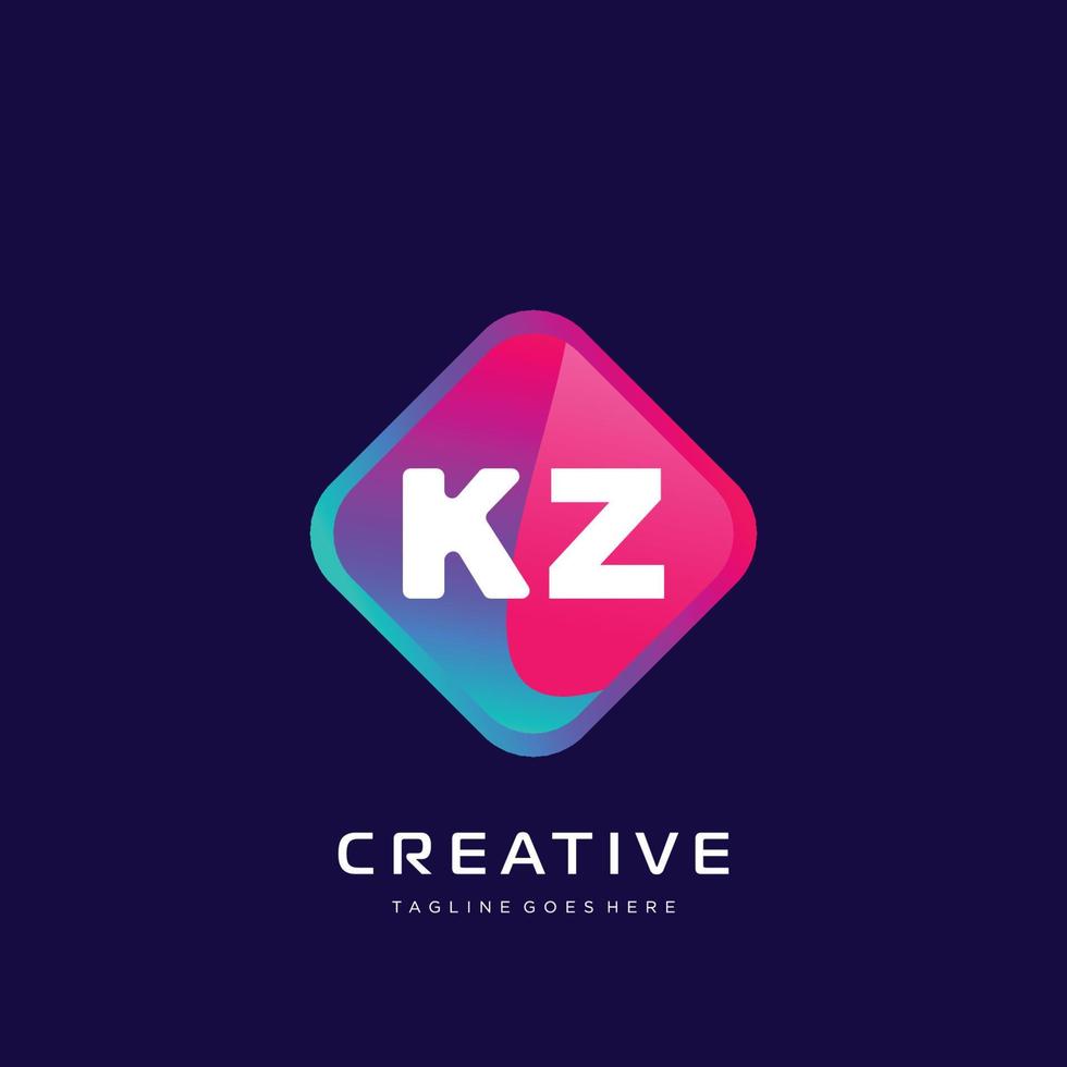 kz iniziale logo con colorato modello vettore. vettore