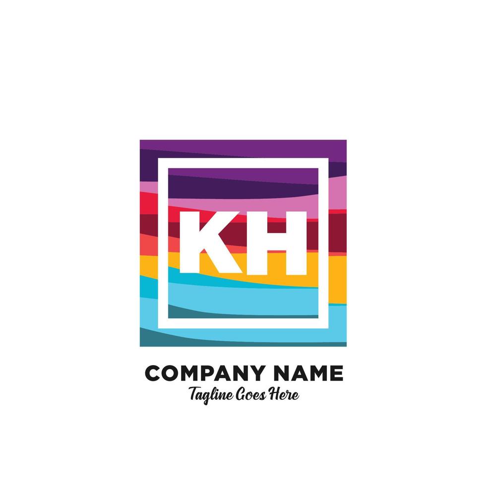 kh iniziale logo con colorato modello vettore