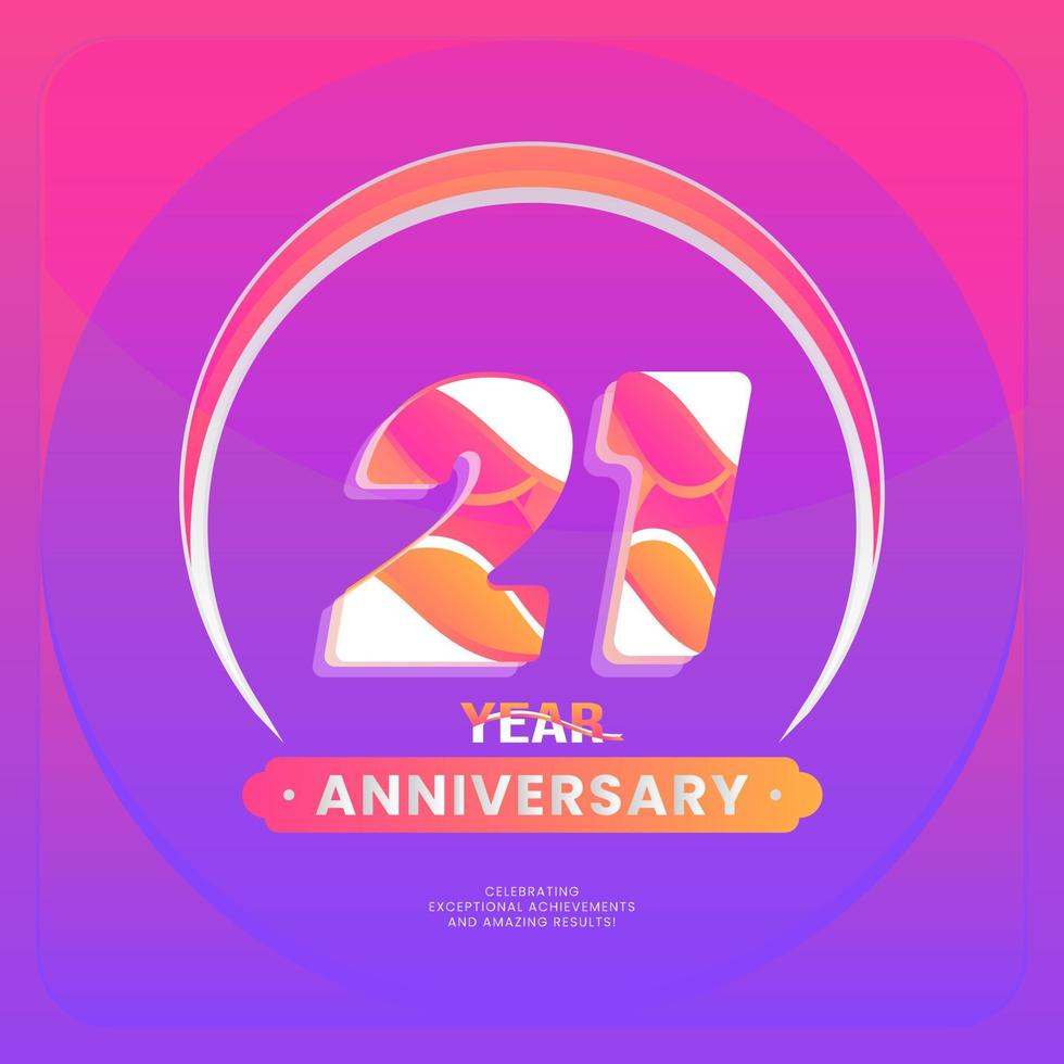 anniversario con numero anno celebrazione e viola colori. vettore