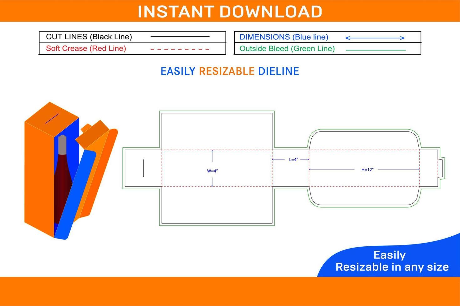 vino bottiglia scatola morire tagliare modello e 3d confezione scatola scatola Dieline e 3d scatola vettore