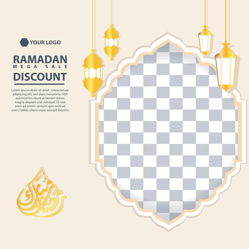 Ramadan vendita sociale media inviare modello. ragnatela promozione striscione. aviatore design concetto per saluto carta, voucher; tagliando, sociale media inviare modello per islamico evento. vettore illustrazione