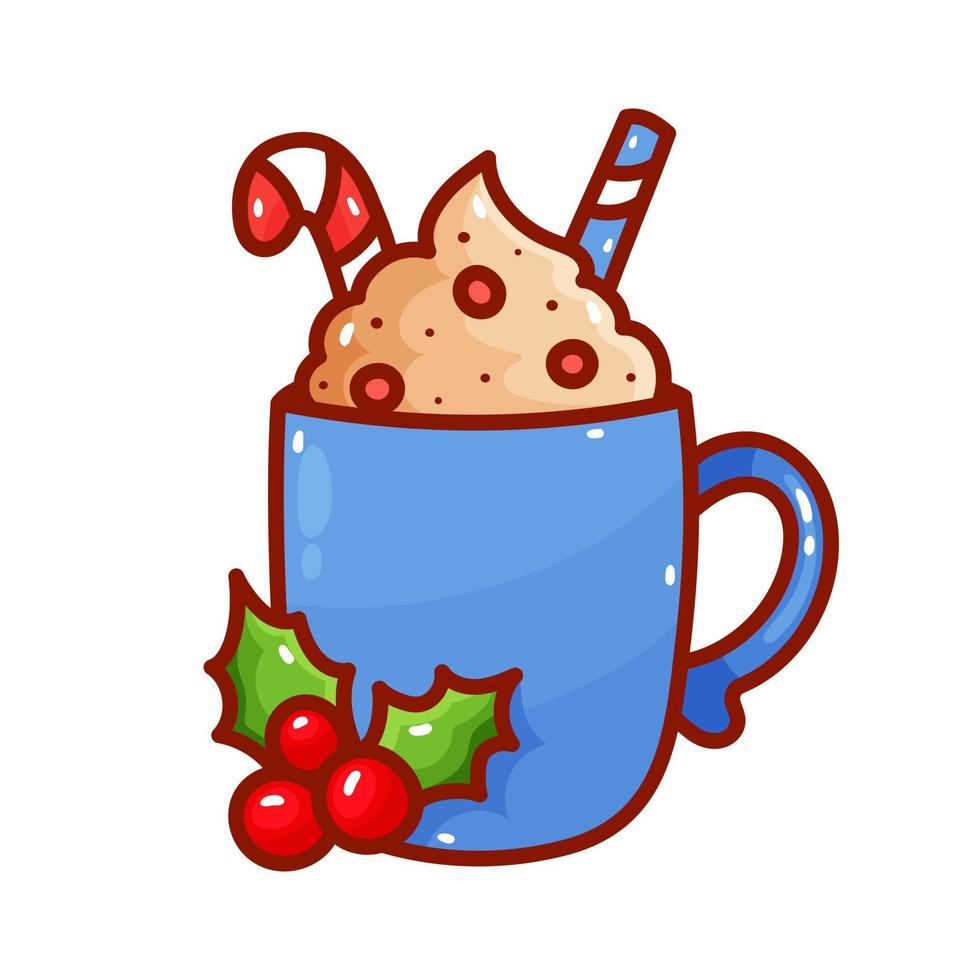 caldo cioccolato tazza, decorato con Natale vettore