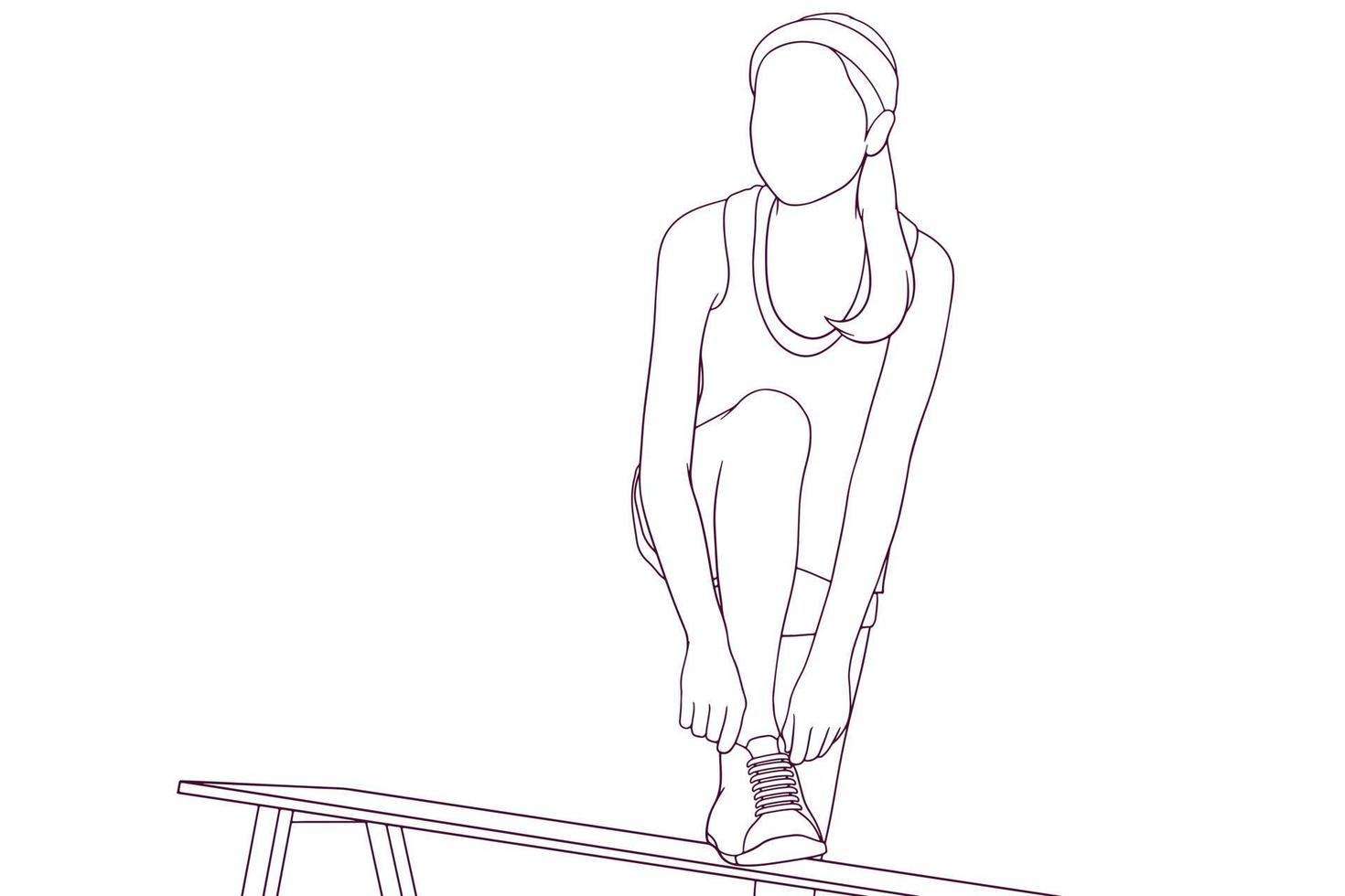 atletico donna ottenere pronto per esercizio mano disegnato vettore illustrazione